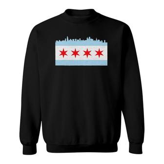 Retro Skyline Of Chicago Flag Sweatshirt - Thegiftio