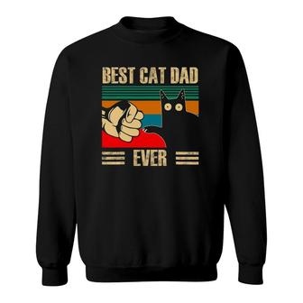 Retro Vintage Best Cat Dad Ever Funny Black Cat Fist Pump Sweatshirt - Seseable