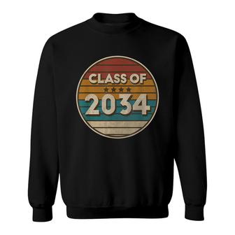 Retro Vintage Class Of 2034 Grow With Me First Day Of School Sweatshirt - Seseable