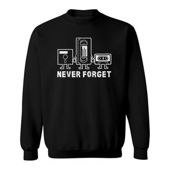 Retro Vintage Never Forget Cassette Tape Raglan Baseball Sweatshirt - Seseable
