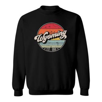 Retro Wyoming Home State Wy Cool 70S Style Sunset Sweatshirt - Seseable