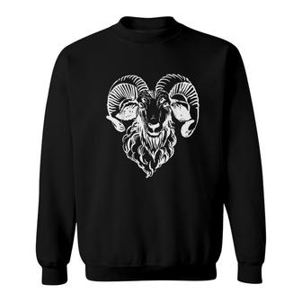 Sabbatic Baphomet Goat Evil Satanic Distressed Design Sweatshirt - Monsterry