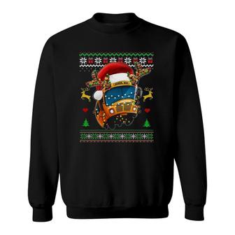 School Bus Driver Reindeer Santa Hat Ugly Christmas Sweatshirt - Seseable
