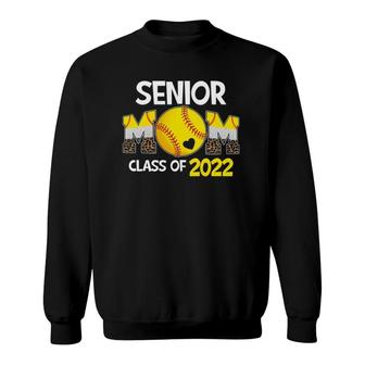 Senior Mom Class Of 2022 Softball Mama Graduation Leopard Sweatshirt | Mazezy