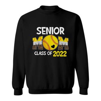 Senior Mom Class Of 2022 Softball Mama Graduation Leopard Sweatshirt - Seseable