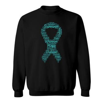Sexual Assault And Violence Awareness Month Teal Ribbon Sweatshirt - Seseable