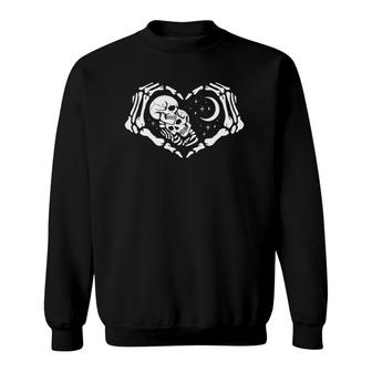 Skeletons In Love In Heart Shape Skeleton Hands Sweatshirt | Mazezy