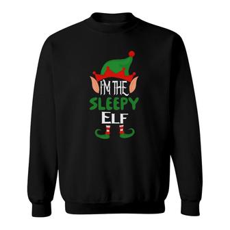 Sleeppy Elf Costume Funny Matching Group Family Christmas Pjs Sweatshirt - Seseable
