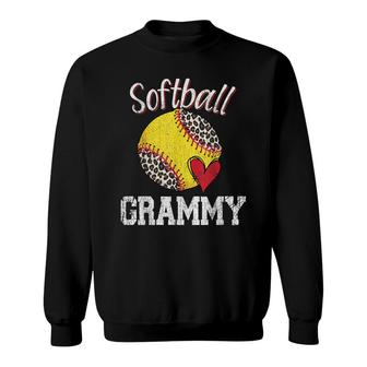 Softball Grammy Leopard Ball Funny Mothers Day Sweatshirt - Seseable