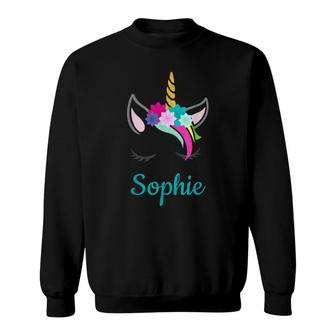 Sophie Rainbow Unicorn Name Sweatshirt - Seseable