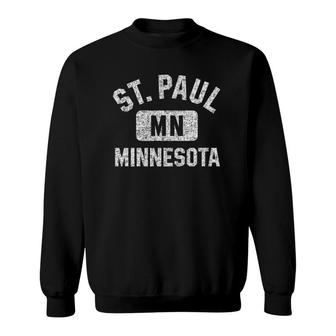St Paul Mn Minnesota Gym Style Distressed White Print Sweatshirt - Seseable