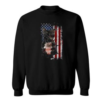 Staffordshire Bull Terrier America Flags Sweatshirt | Mazezy