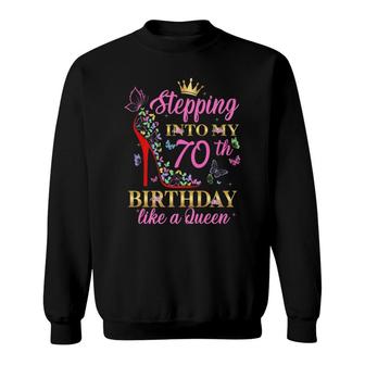 Stepping Into My 70Th Birthday Like A Boss Queen Crown Sweatshirt - Seseable