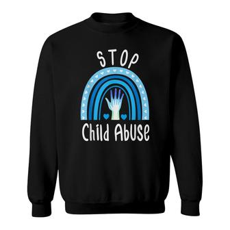 Stop Child Abuse Child Abuse Prevention Awareness Rainbow Sweatshirt - Seseable