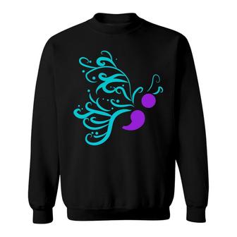 Suicide Prevention Awareness Ribbon Butterfly Sweatshirt - Monsterry