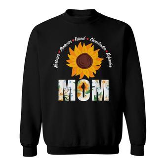 Sunflower Mom Nurturer Protector Friend Cute Mothers Day Sweatshirt - Seseable