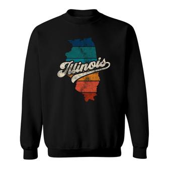 Sunset Vintage Retro Illinois Home State Il 70S 80S Style Sweatshirt - Seseable
