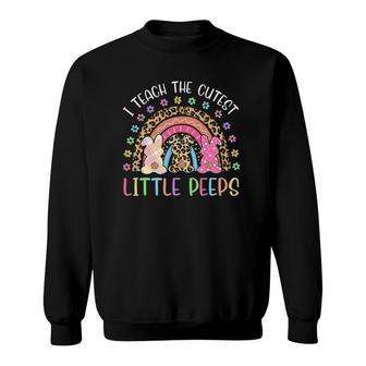 Teach The Cutest Little Bunnies Prek Teacher Easter Rainbow Sweatshirt | Mazezy