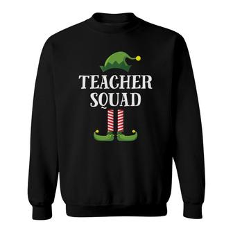 Teacher Squad Elf Matching Group Christmas School Party Pj Sweatshirt - Seseable