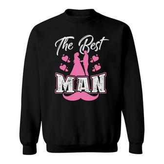 The Best Man Groom Bachelor Party Pink White Sweatshirt - Seseable
