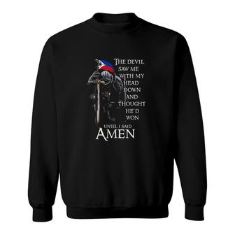 The Devil Saw Me With My Head Down And Thought He Won Design 2022 Gift Sweatshirt - Seseable