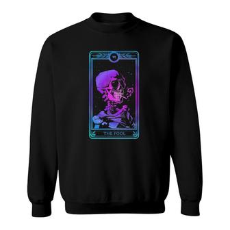 The Fool Smoking Skeleton Tarot Card Skull Pagan Witch Sweatshirt | Mazezy
