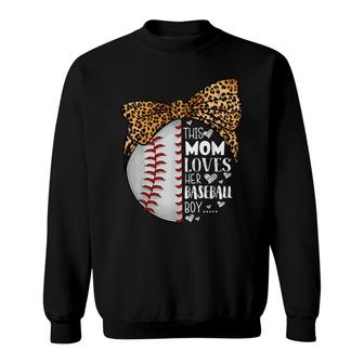 This Mom Loves Her Baseball Boy Mothers Day Leopard Sweatshirt - Seseable