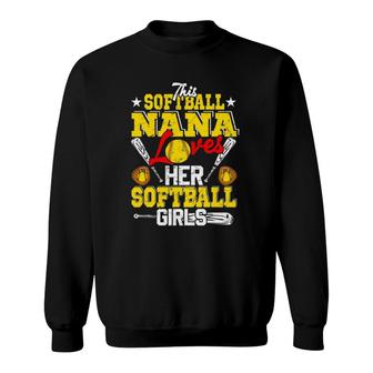 This Softball Nana Loves Her Softball Girls Matching Family Sweatshirt | Mazezy