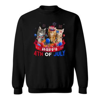 Three Cat Happy 4Th Of July Balloon Lover Independence Day Sweatshirt