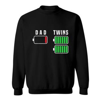 Tired Twin Dad Low Battery Charge Funny Dad Of Twins Sweatshirt - Thegiftio UK