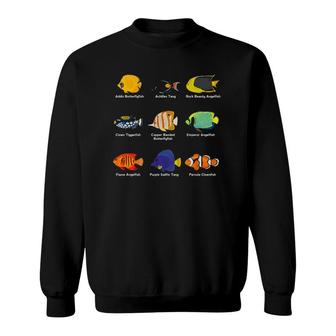 Tropical Fish Guide With Clownfish And Angelfish Sweatshirt | Mazezy