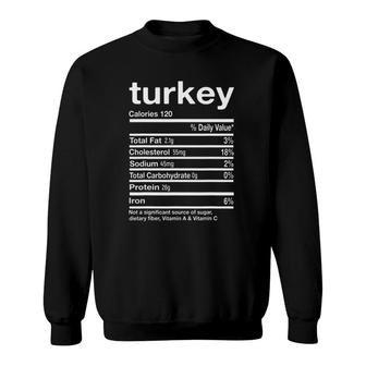 Turkey Nutrition Facts 2021 Thanksgiving Christmas Food Sweatshirt - Seseable