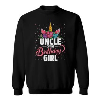 Uncle Of The Birthday Girl Unicorn Girls Family Matching Sweatshirt - Seseable