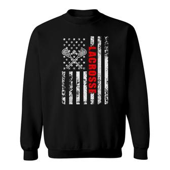 Us American Flag Lacrosse Patriotic Lacrosse Sweatshirt - Seseable