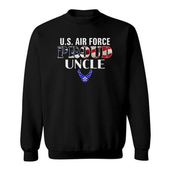 Us Proud Air Force Uncle With American Flag Gift For Veteran Sweatshirt - Thegiftio UK
