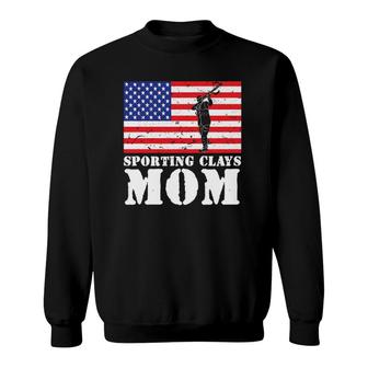 Usa American Distressed Flag Sporting Clays Mom Women Her Sweatshirt - Seseable