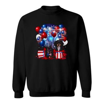 Usa American Flag Hat With Dachshund Dog Firework Balloon 4Th Of July Patriotic Sweatshirt - Seseable