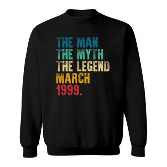 Vintage 1999 Man Myth Legend 22Nd Birthday Gift Retro 22 Years Old Sweatshirt - Seseable