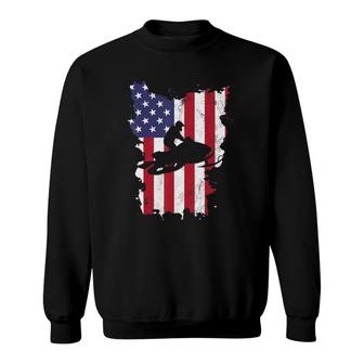 Vintage 4Th Of July Usa Flag Snow Mobile Snowmobile Sweatshirt - Seseable