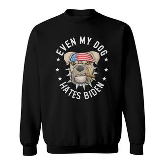 Vintage Anti Liberal Even My Dog Hates Biden Pit Bull Dog Sweatshirt - Thegiftio UK