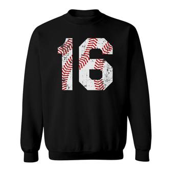 Vintage Baseball 16 Jersey Number Sweatshirt - Thegiftio UK
