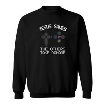 Vintage Christian Video Gamer Jesus Saves Premium Tee Sweatshirt - Monsterry