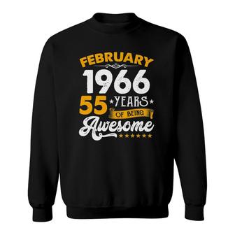 Vintage February 1966 Retro 55 Years Old 55Th Birthday Gifts Sweatshirt - Seseable