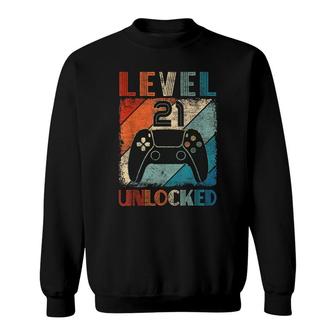 Vintage Level 21 Unlocked Video Gamer 21St Birthday Sweatshirt | Seseable UK