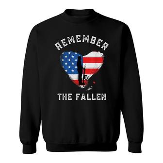 Vintage Patriotic Heart Remember The Fallen Memorial Day Sweatshirt - Thegiftio