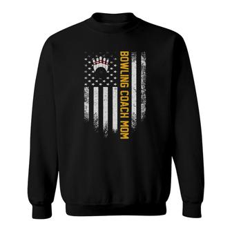 Vintage Usa American Flag Proud Bowling Coach Mom Bowler Sweatshirt - Seseable