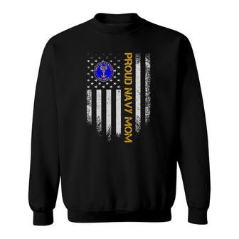 Vintage Usa American Flag Proud Us Navy Veteran Mom Funny Sweatshirt - Seseable