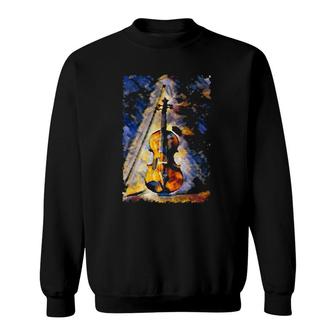 Violin Painting Violinist Music Orchestra String Player Art Sweatshirt - Seseable
