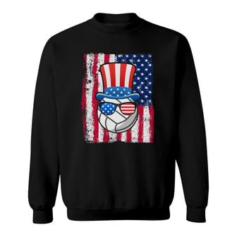 Volleyball Ball American Flag 4Th Of July Sweatshirt - Seseable