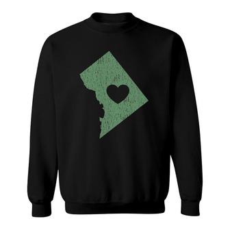 Washington DC Love Heart Gray Green Sweatshirt | Mazezy